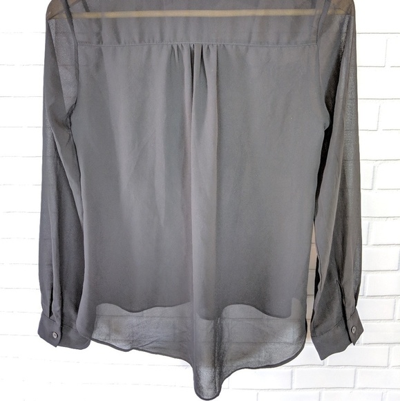 Lime Blue Shirt Womens Small Black Sheer Lace Blouse Whimsigoth Witchy Victorian - Picture 5 of 6